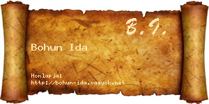 Bohun Ida névjegykártya